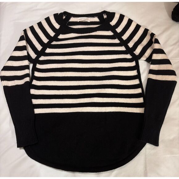 Anthropologie Womens Rebekah Black White Striped Tunic Sweater Medium - Picture 3 of 7